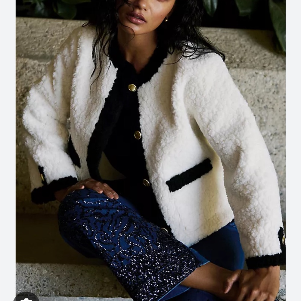 NWT Anthropologie Maeve Sherpa Jacket Lg